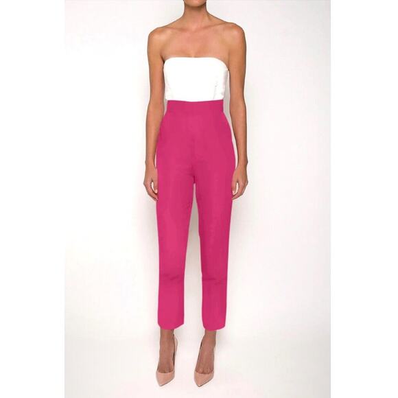 Alexia Maria Silk Faille Cigarette Pants Magenta Berry Pink High Waist Sz 6 NWT - Picture 1 of 10